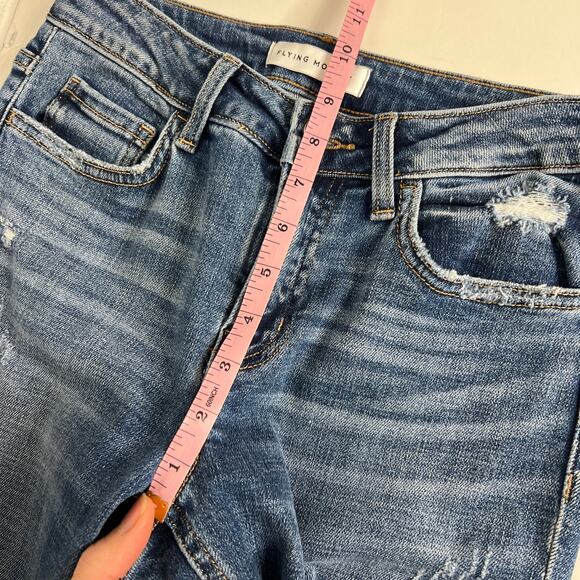 Flying Monkey Jeans Mid Rise Skinny Stretch Denim Blue Distressed Size 25 - Picture 5 of 10